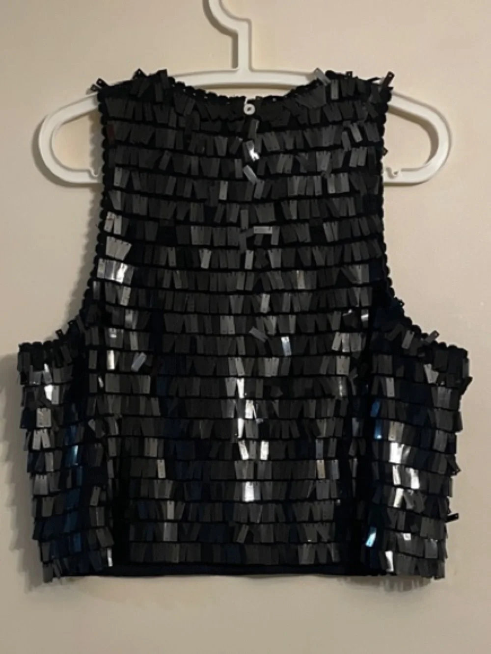 J. Crew Black Sequined Fringe Tank